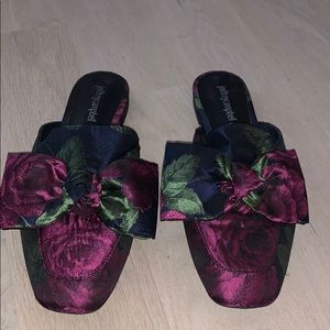 Rose patterned Jeffrey Campbell slides